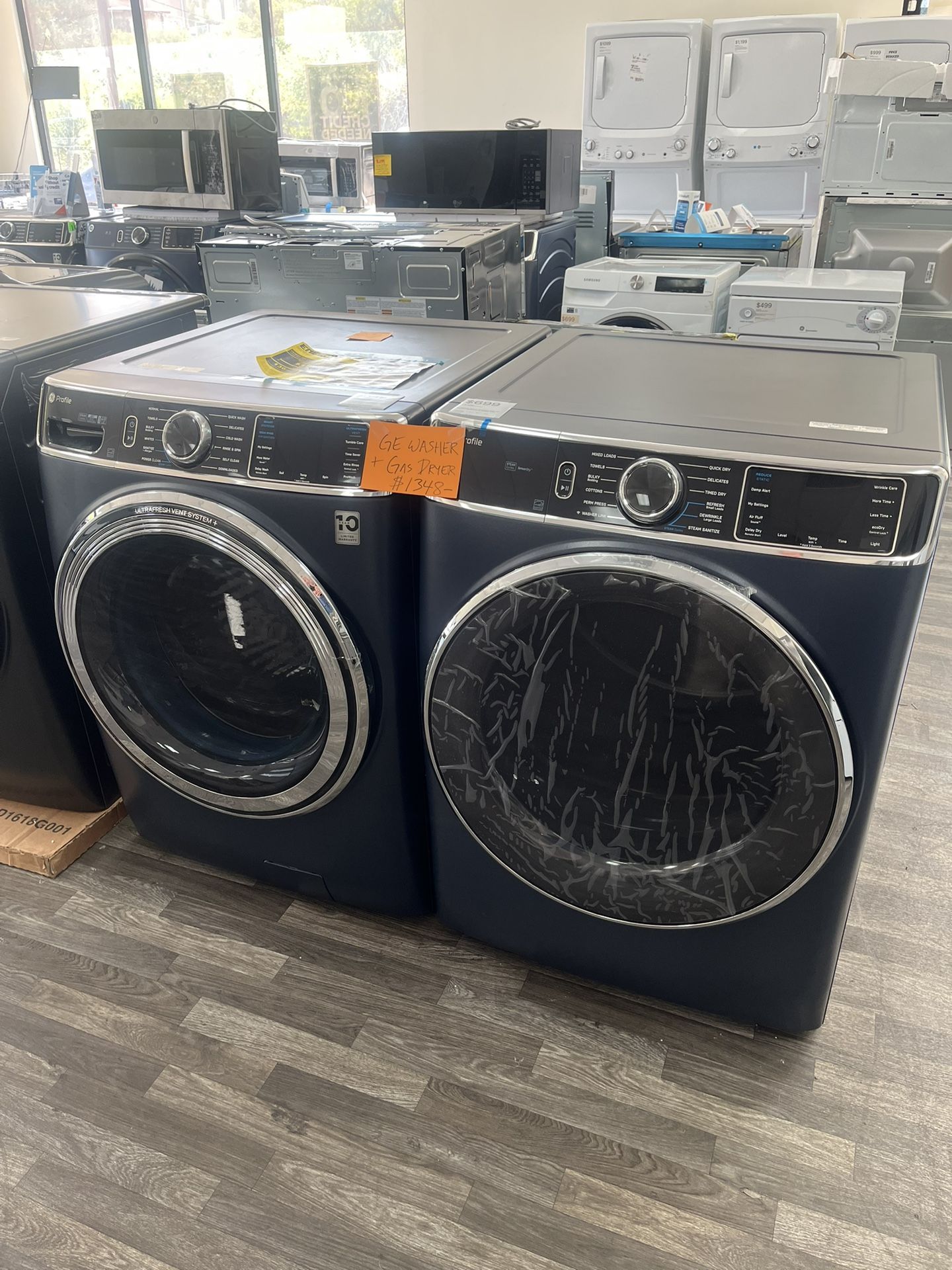 Open Box GE Washer + Gas Dryer Set, Only $1348 Includes One Year Warranty