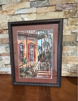 Tropical  Art. Framed Print Copy , Florida Keys Retreat by Artist S. Vassileva   15”W x 19”H