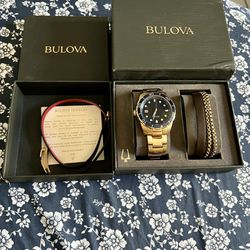 Gold Bulova Watch With 2 Bracelets!