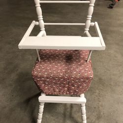 Antique wooden doll high chair