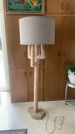 Large wood, cactus floor lamp