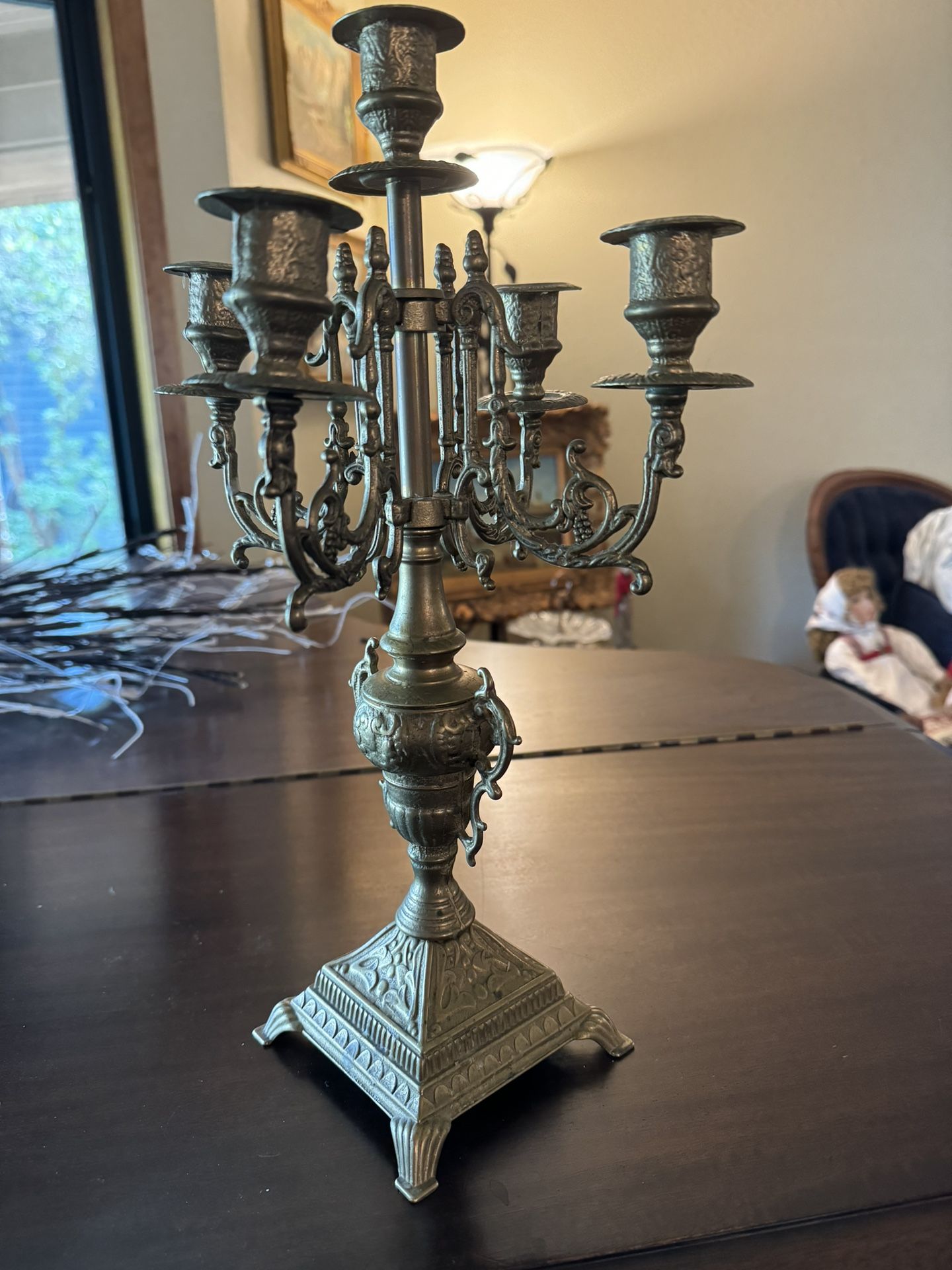 Antique Baroque Candleabra, Solid Brass