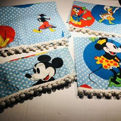 Vintage Mickey and the Gang Curtain Set I Curtain measures 86 inches Long By 3 Ft Wide 2 curtains measure 23 inches long each by 26 inches wide each