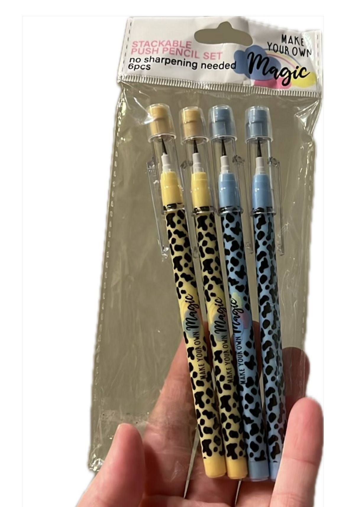 💝 Cheetah Print Stackable Push Pencil Set (4 pieces) MAKE YOUR OWN MAGIC