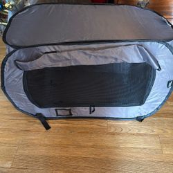 Nylon Dog Travel Crate with Net Zip Doors