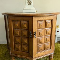 Vintage 1960's End Tables With Marble Inlay And Lots Of Storage Space