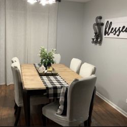 Solid Wood Table Chairs Included With White Covers