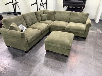 Sage Green Sofa Sectional w/ Free Ottoman