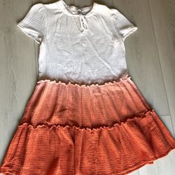 Cato Women's Dress Size M, White And Orange/$7