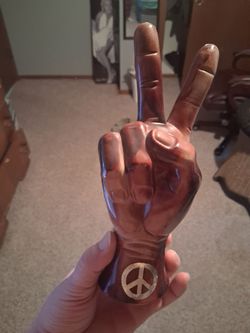 Peace Sign Hand Sculpture Figurine
