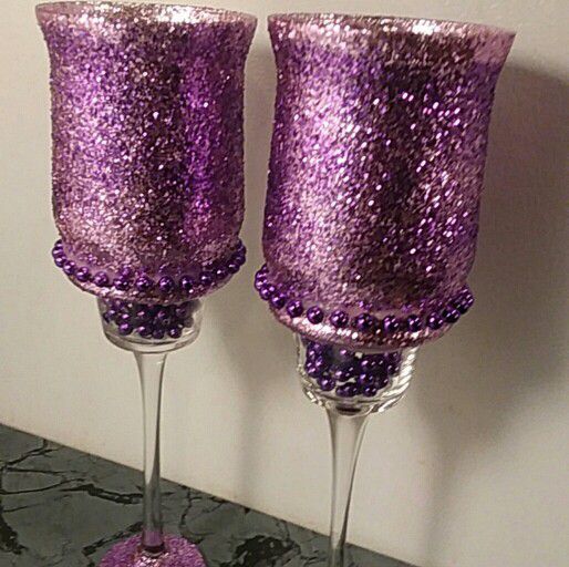 Glitter candle holders