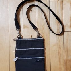 Baggallini Black & Silver Zipper Crossbody Bag