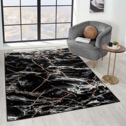 Modern Black & Gold Area Rug