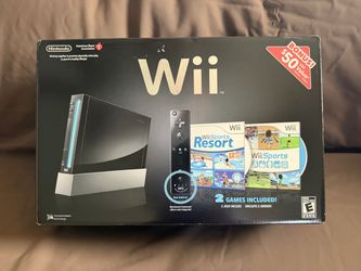 NEW Nintendo Wii With Wii Sports + Wii Sports Resort Black Console System Bundle