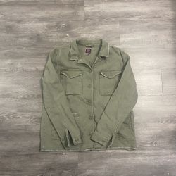 Boom Boom Jeans Day of the Dead Large Womens Shirt Jacket Green Cotton