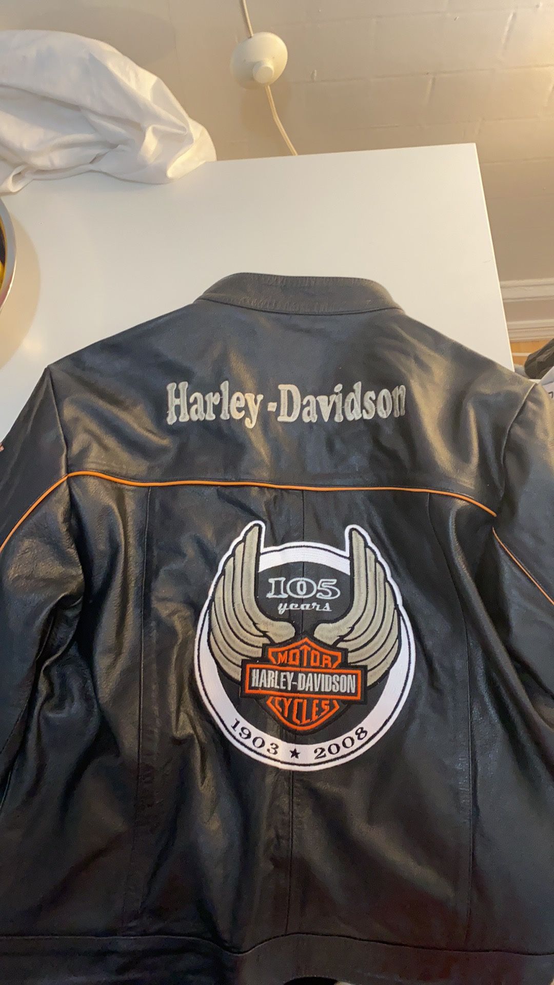 Men’s Harley Davidson large jacket 105 years of Harley Davidson riding 1903 to 2008