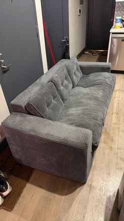 Gray Corduroy 3-Seat Sofa