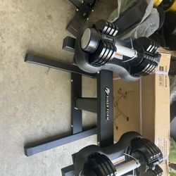 A Pair Of 25lbs Adjustable Dumbbell | Quick-Change, Non-Slip Grip, Cast Iron, Strength Training  Equipment with... With The Rack Included