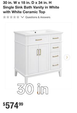 30-Inch Single Sink Bath Vanity with Ceramic Top