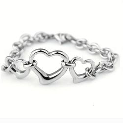Stainless Steel Love Heart Pendant Necklace And Bracelet Set Sexy Cute Jewelry