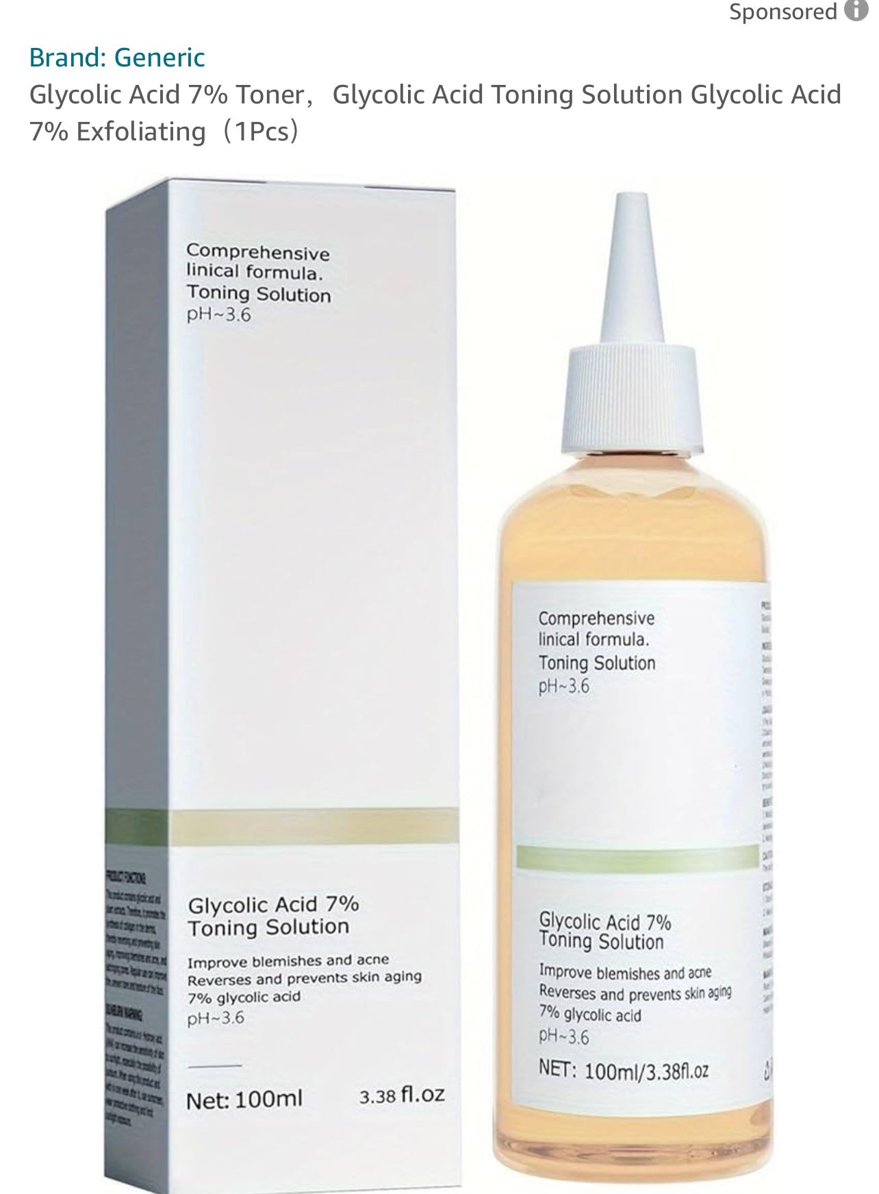 Glycolic Acid 7% Toner: 100ml Glycolic Acid Toning Solution Glycolic Acid 7% Exfoliating Toner Suitable for at Home