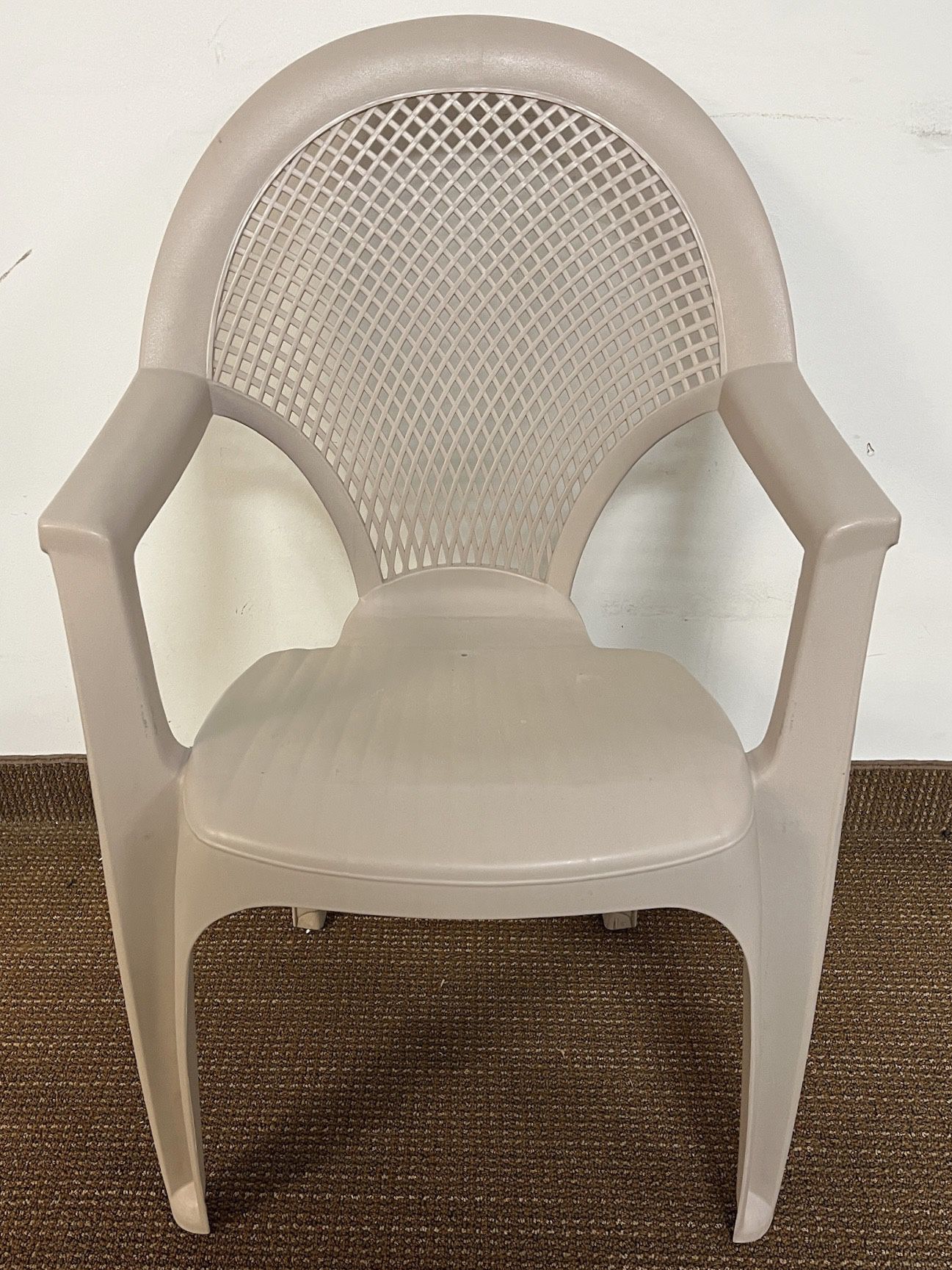 Beige Plastic Outdoor Patio Deck Chair