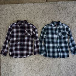 2 Boys Husky M Medium 10-12 Levi’s Button Ups Long Sleeve Shirts 