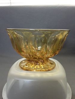 Amber glass candy dish.