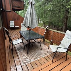 Patio Set With Umbrella And 8 Chairs