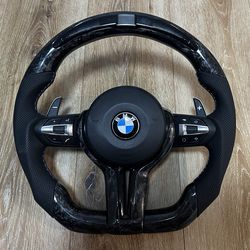 BMW E90 E92 E82 E88 LED Forged Carbon Steering Wheel - Full Assembly