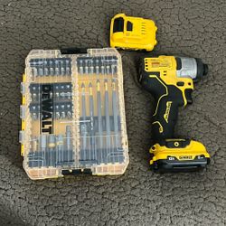 Dewalt Impact Drill 2x Battery + 80 Piece Dewalt Bit Set 