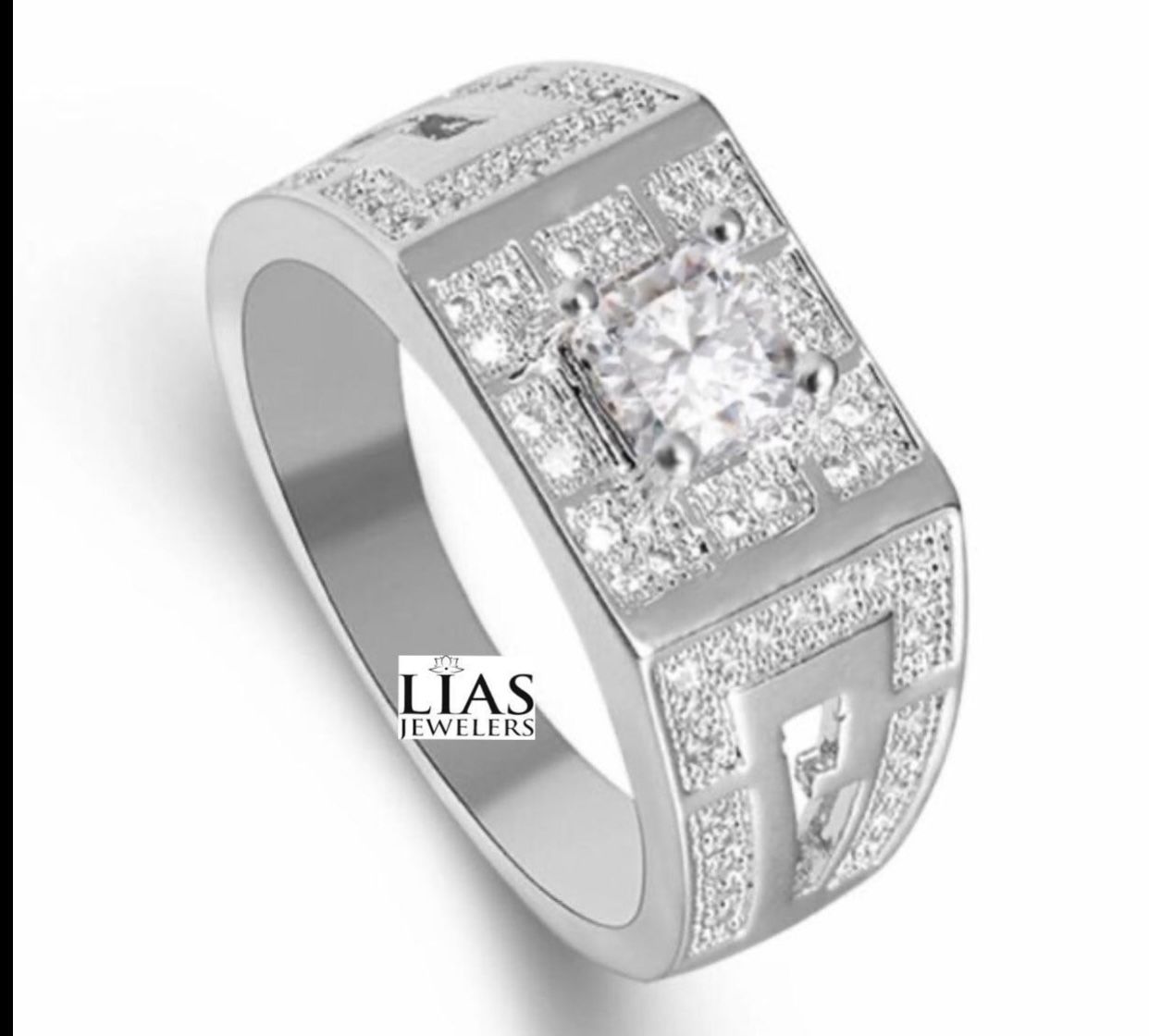 New 18k White Gold Men Wedding Ring