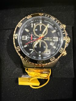 Invicta Chronograph Watch Gold and Black