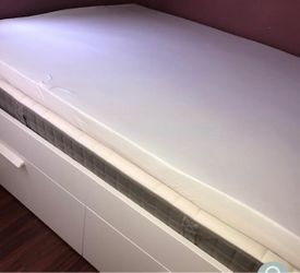 Mattress Mellow 4 Inch Memory Foam Mattress Topper with Cover,Calming Green Tea Infusion, Full white