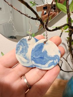 Blue and white Handmade Earrings