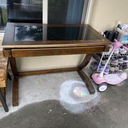 Free Office Study Desk Drawer Glass Top