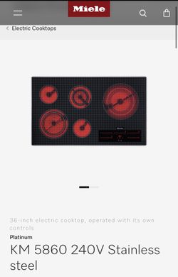 Miele 36” Electric Cooktop – KM 5860 (240V) – Like New – $1,499 (Open Box)  Upgrade your kitchen with a premium Miele 36” ceramic glass electric cookt