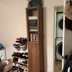 Ikea brown bookshelves 