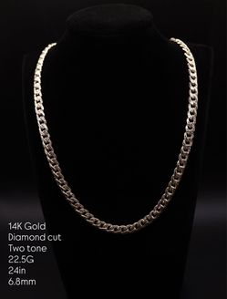 14k diamond cut Cuban 24in  chain