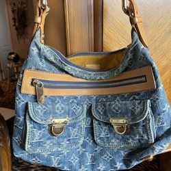 authentic Vintage Louis vuitton LV Bag In Blue Denim-Rare