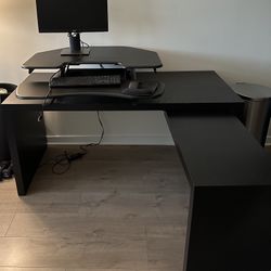 Black Brown Ikea Desk With Pull Out Panel