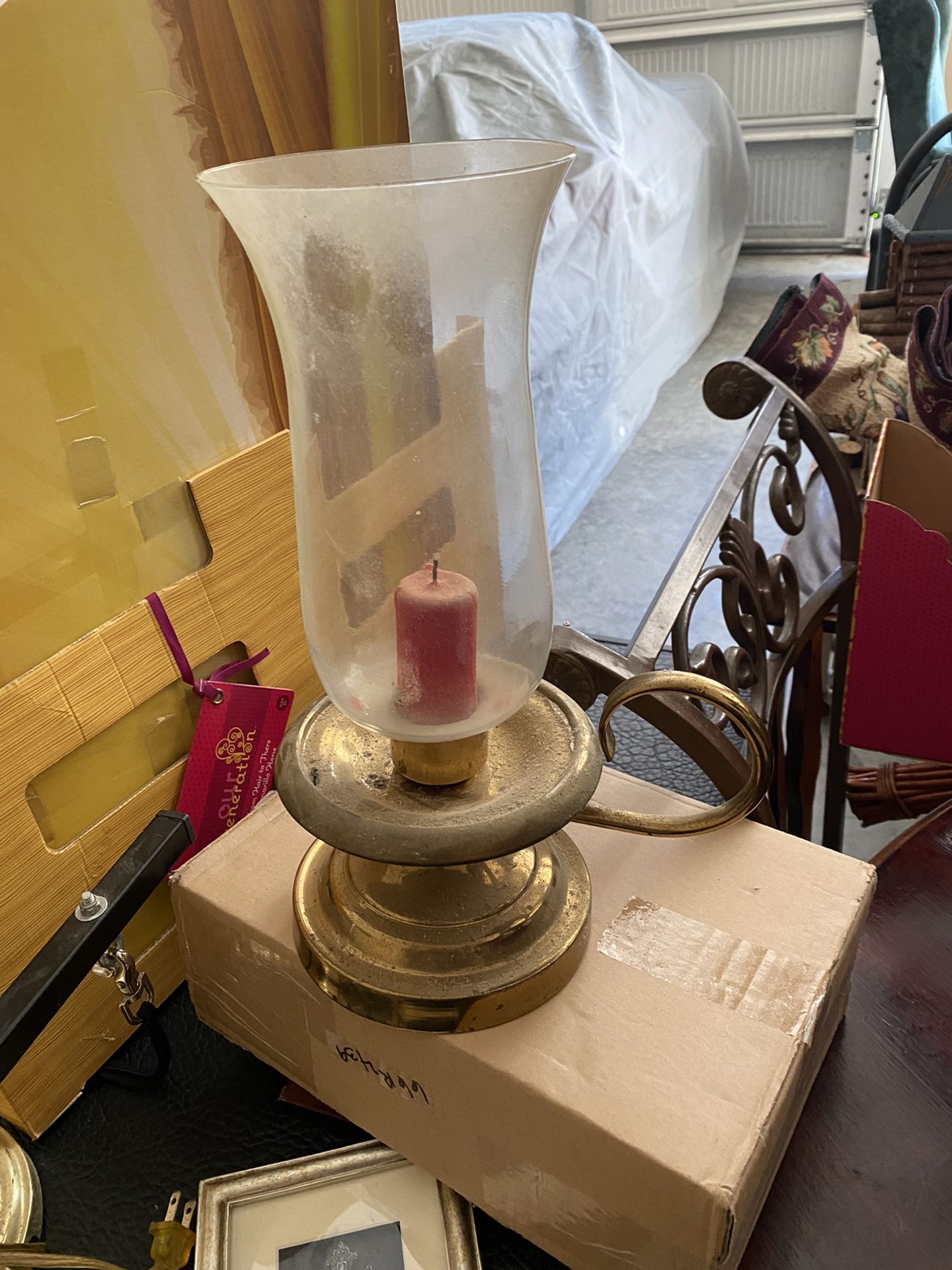 Large gold tone candle holder