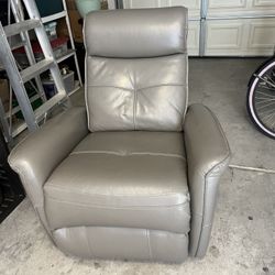 Gray Leather Power Recliner
