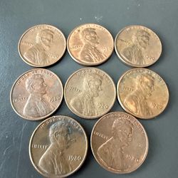 8 of the 1980 p Lincoln pennies