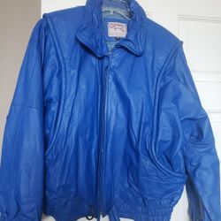 Blue Leather Jacket Size Medium Barely Used