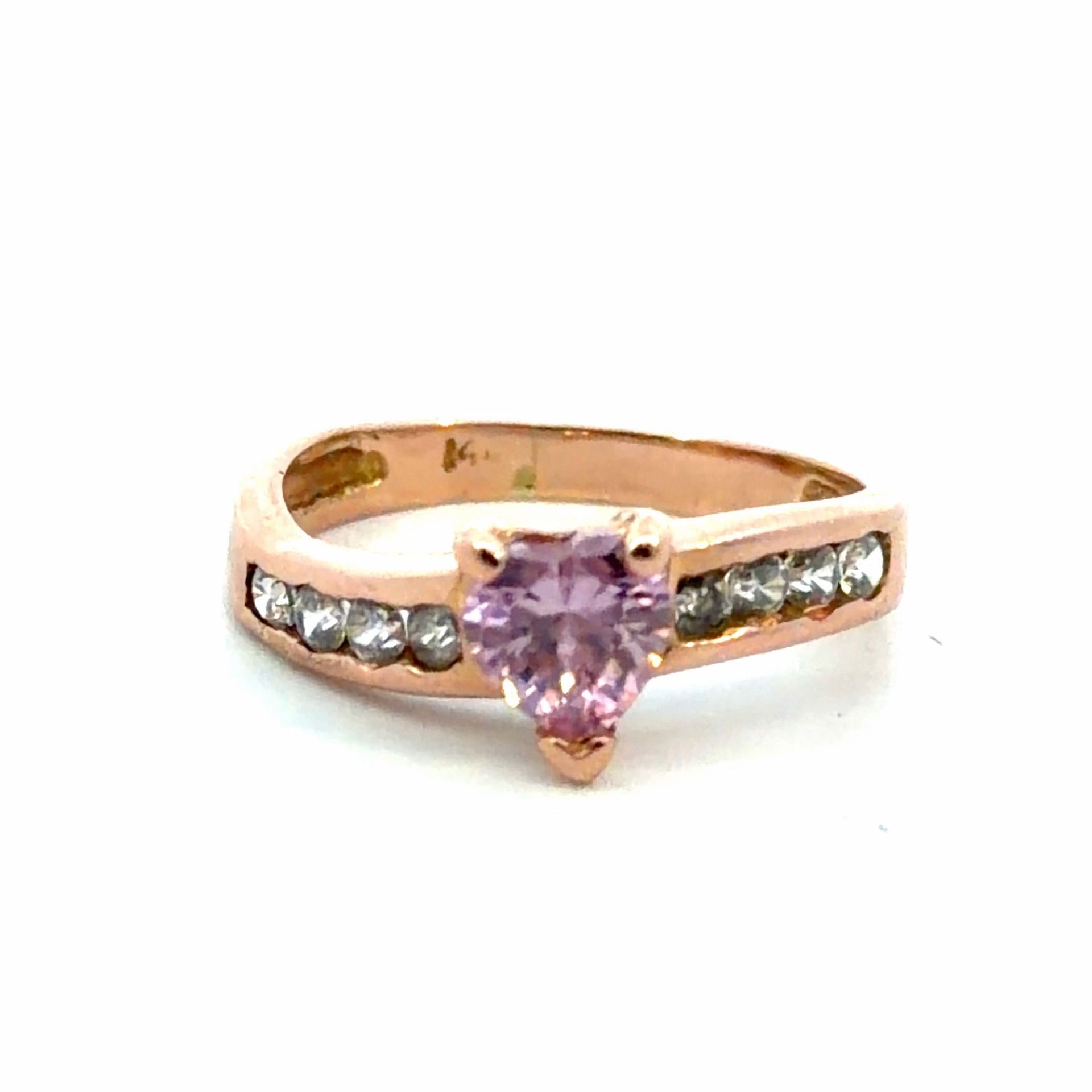 Woman’s Ladies 14k Rose Gold Pink CZ Cubic Zirconia Heart Ring Size 3.5 GP3132718
