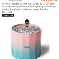 New! Portable Foldable Ice Bath Tub, Large Size 77 Gal, Fast Muscle Recovery, Home Outdoors Gyms, Quick Opening without Installation, No Water Leakage
