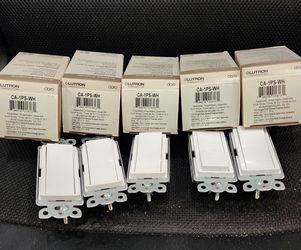 LUTRON CLARO ROCKER SWITCHES (QTY 5) 15AMP SINGLE POLE WHITE MODEL CA-1PS-WH