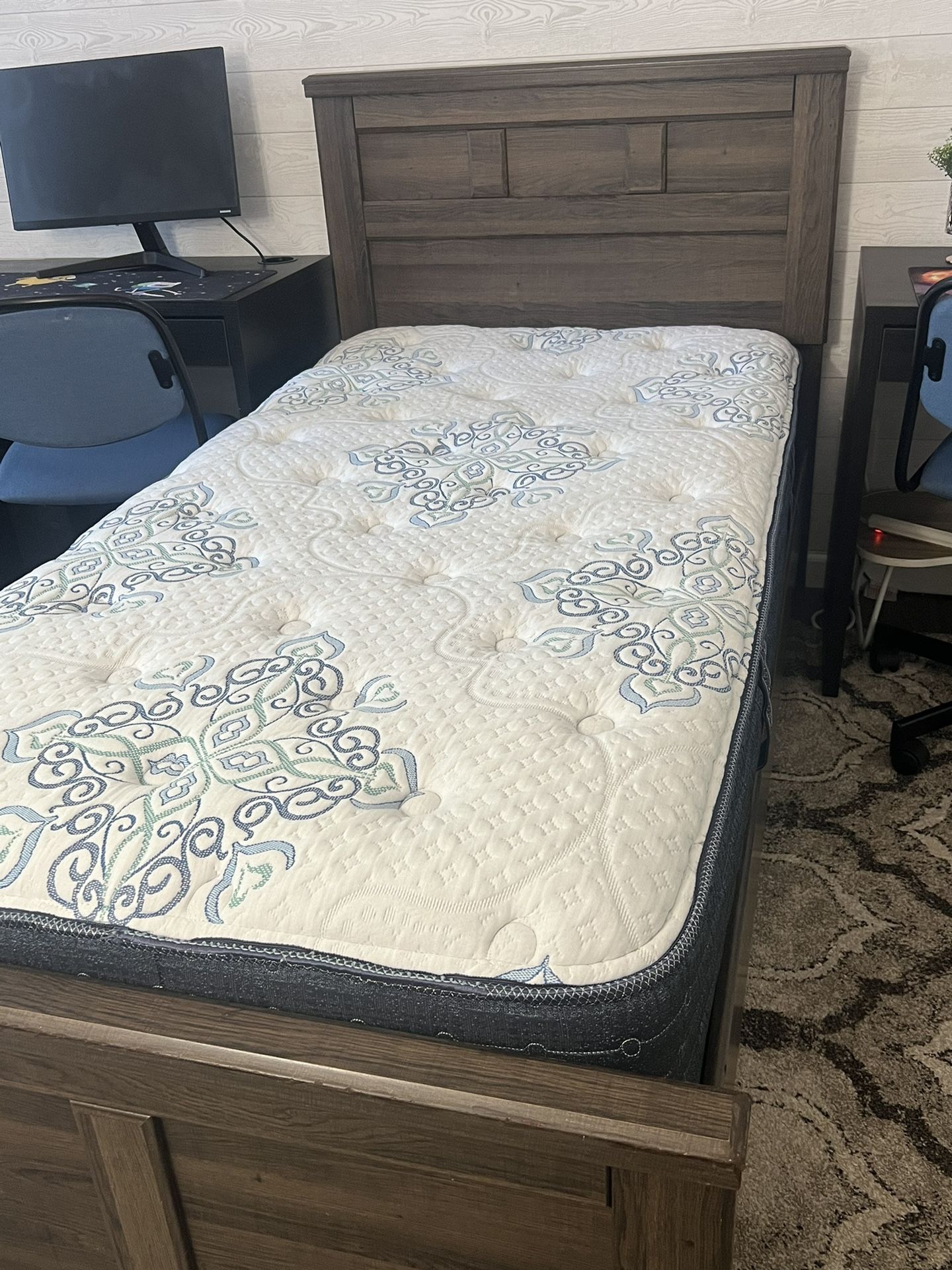 Twin Bed frame, Mattress & Spring Box 