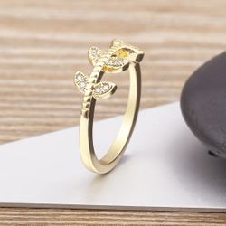 Gold Plated Leaves Ring